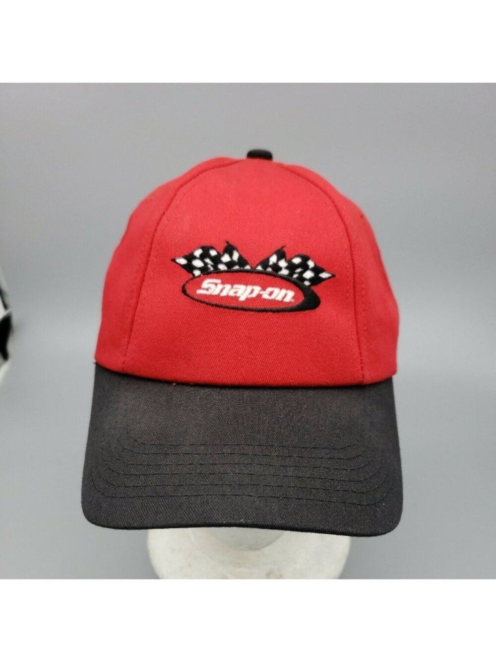 Snap-On Racing Snapback Adjustable Hat Cap Pit Crew Black/Red Checkered Flag
